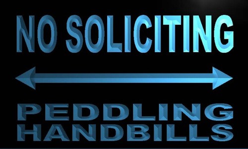 No Soliciting Peddling Handbills Neon Light Sign